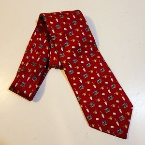 Brooks Brothera Makers Men's Red Novelty Print.Pure Silk Tie